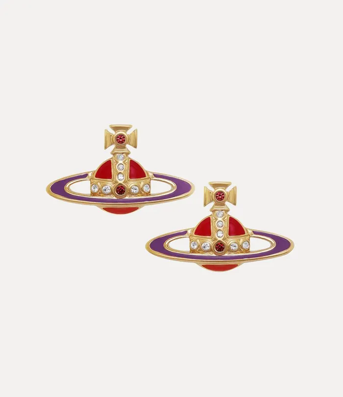 Vivienne Westwood Earrings Women Small Neo Bas Relief Earrings Goldsiamcrystal Crystalpurple