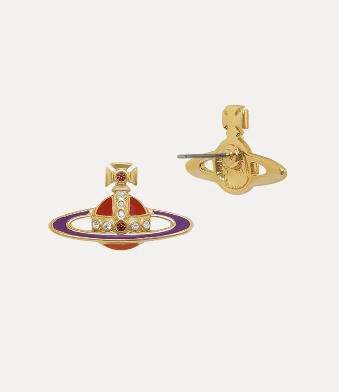 Vivienne Westwood Earrings Women Small Neo Bas Relief Earrings Goldsiamcrystal Crystalpurple