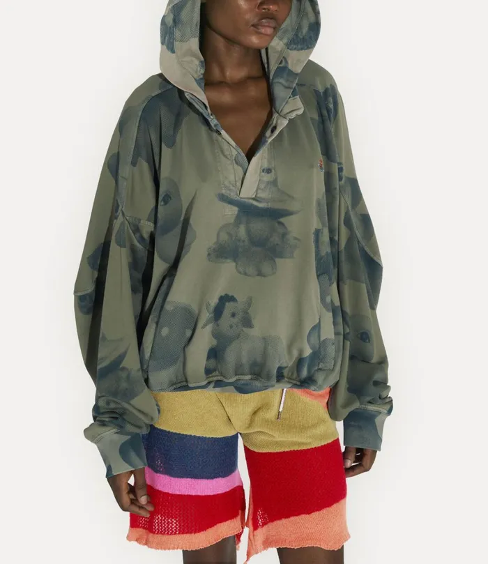 Vivienne Westwood Knitwear And Sweatshirts Men Baseball Sweatshirt Green Dyed Figurine