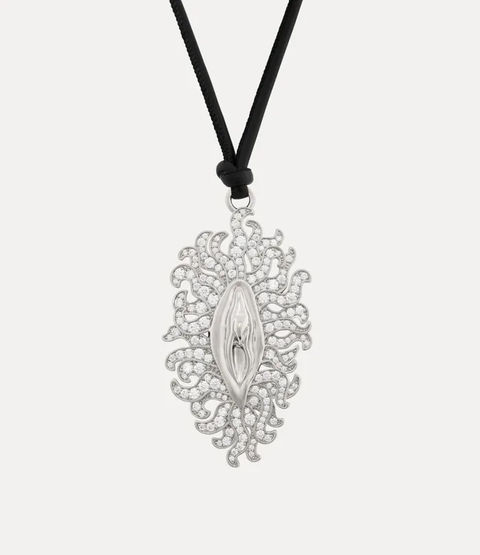 Vivienne Westwood Necklaces Women Floriana Pendant Necklace Platinum White Cz Black Leather Vivienne Westwood Necklaces Women Floriana Pendant Necklace Platinum White Cz Black Leather