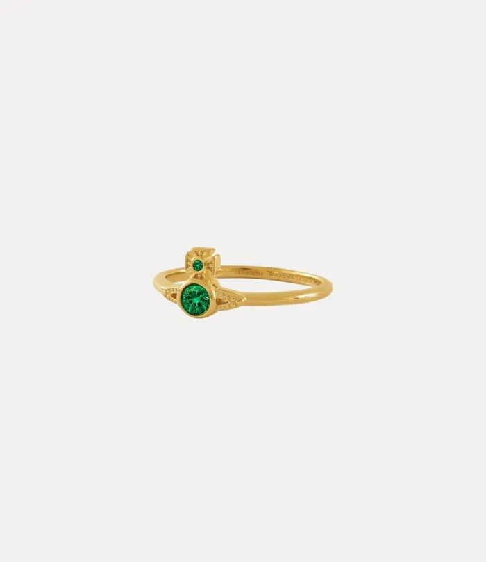 Vivienne Westwood Rings Women London Orb Ring Gold Emerald Cz