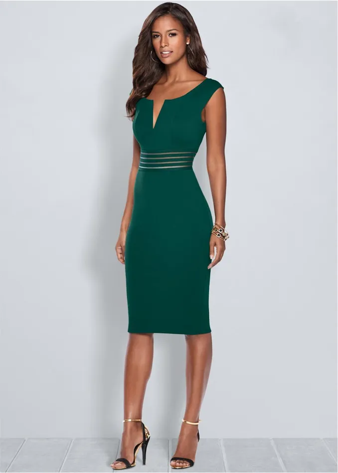 WAIST DETAIL DRESS Teal Women VENUS Midi Dresses