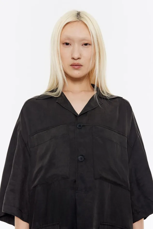Washed Black Short Oversize Dress Washed Black Women Bimba Y Lola Dresses And Jumpsuits Washed Black Short Oversize Dress Washed Black Women Bimba Y Lola Dresses And Jumpsuits