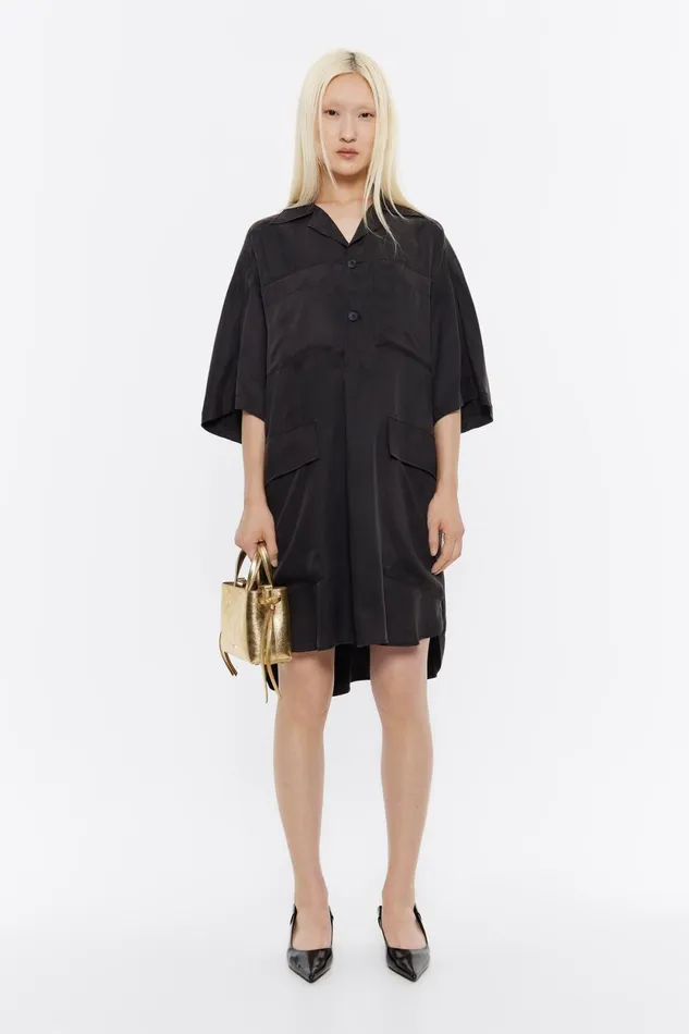 Washed Black Short Oversize Dress Washed Black Women Bimba Y Lola Dresses And Jumpsuits Washed Black Short Oversize Dress Washed Black Women Bimba Y Lola Dresses And Jumpsuits