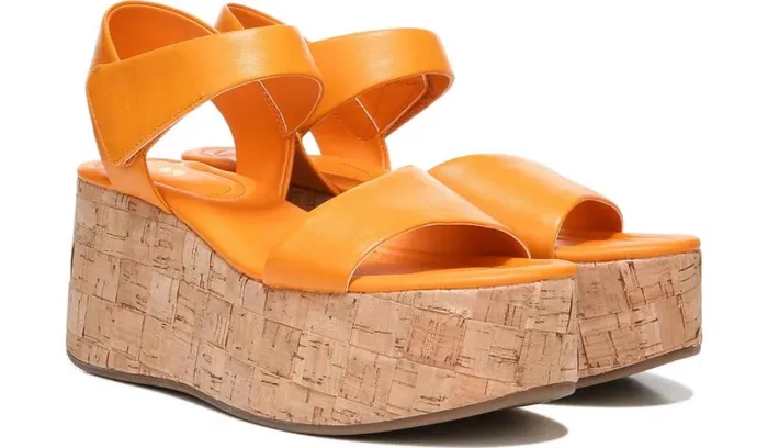 Wedge Sandals Women Franco Sarto Sarto Demi 2 Platform Wedge Sandal Orange Leather