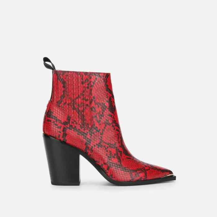 West Side Snake Print Block Heel Bootie Burgundy Women Kenneth Cole Boots Booties