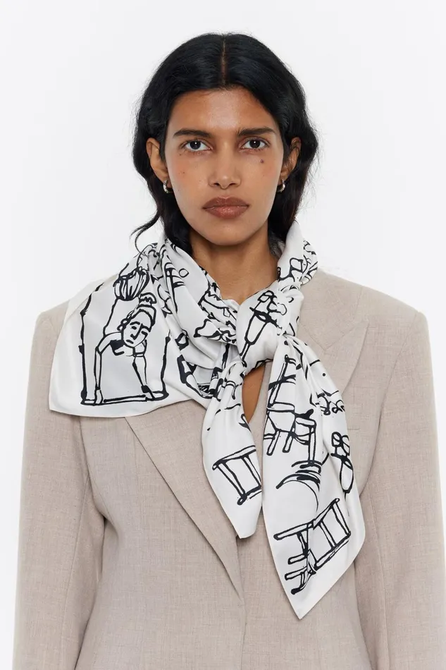 White Twotone Circus Print Scarf White Women Bimba Y Lola Scarves White Twotone Circus Print Scarf White Women Bimba Y Lola Scarves