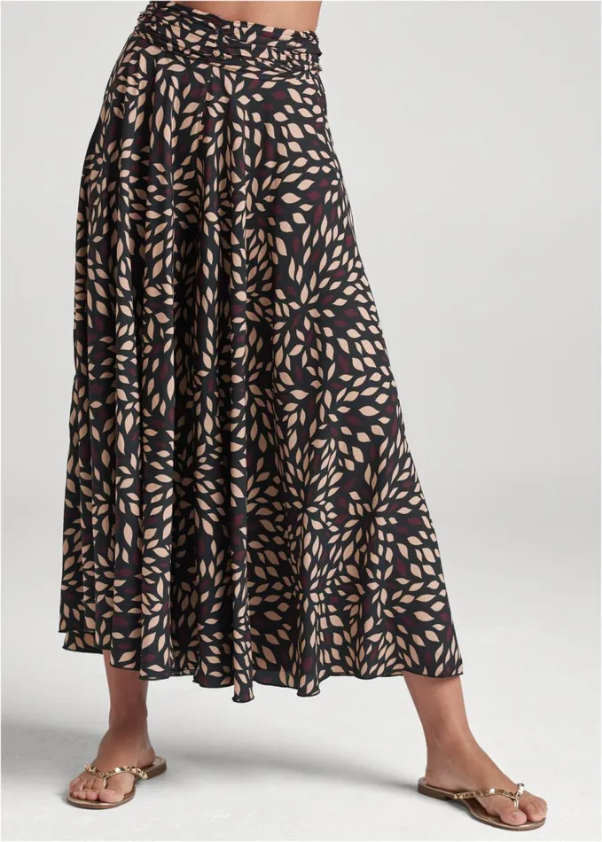 WIDE LEG CULOTTE PANTS Brown Multi Women VENUS Casual