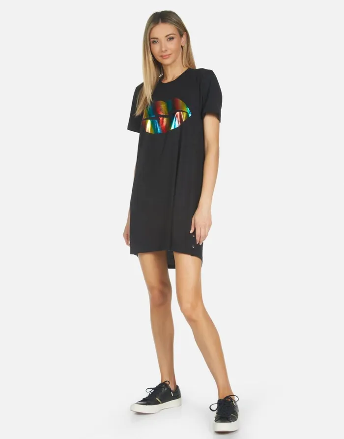 Women039s Adar Rainbow Foil Lightning Lip Black Lauren Moshi Dresses