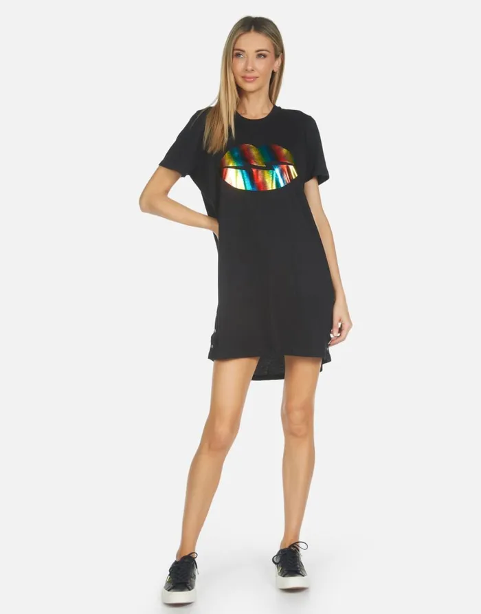 Women039s Adar Rainbow Foil Lightning Lip Black Lauren Moshi Dresses