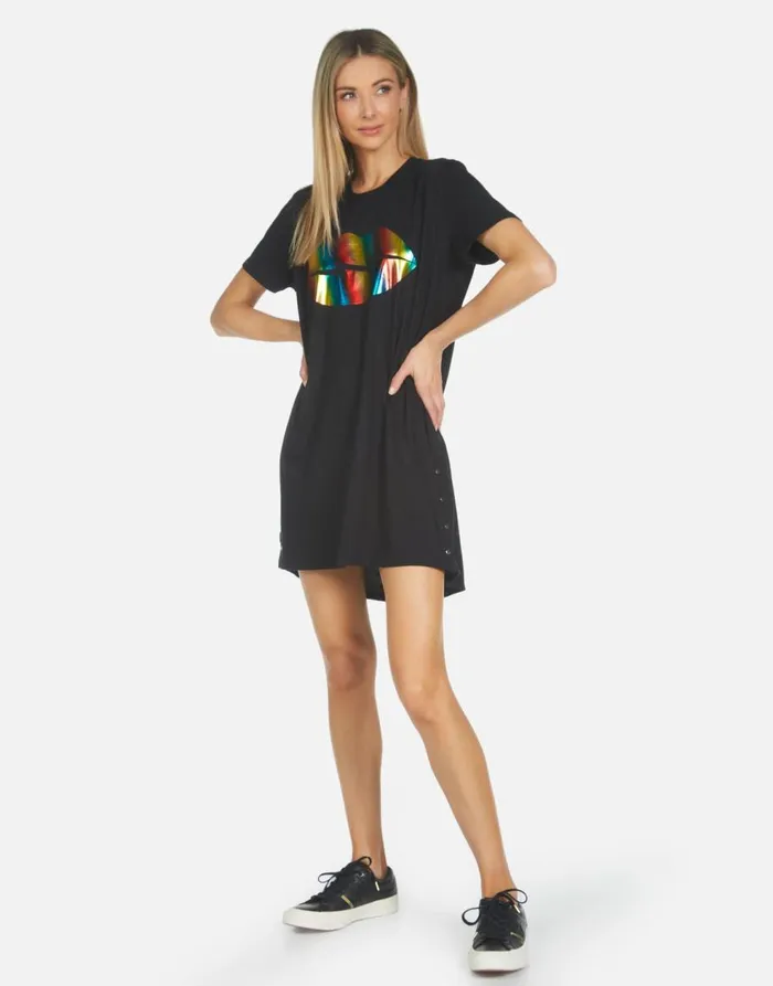 Women039s Adar Rainbow Foil Lightning Lip Black Lauren Moshi Dresses
