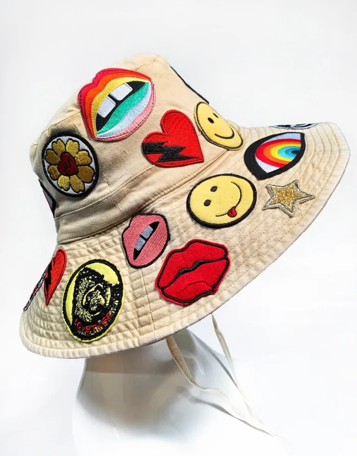 Women039s Adina Allover Hippie Patches Natural Lauren Moshi Hats