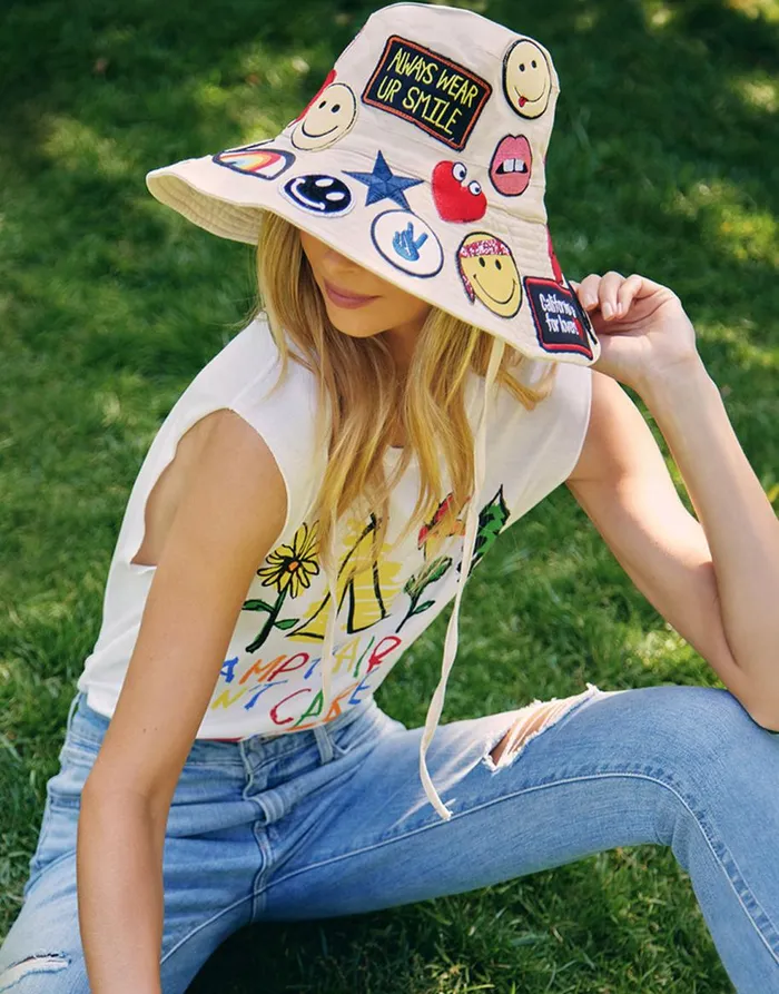 Women039s Adina Allover Hippie Patches Natural Lauren Moshi Hats