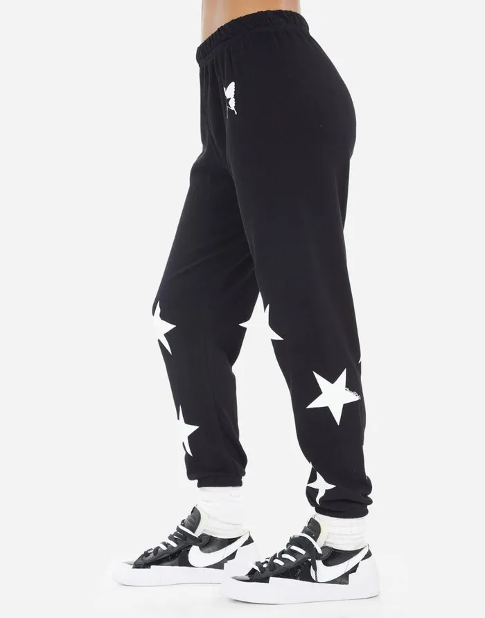 Women039s Alana Rock Star Butterfly Black Lauren Moshi Crop Sweatpants