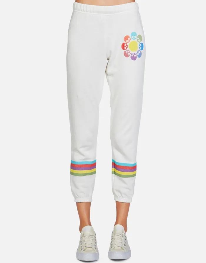Women039s Alana Skull Flower Milk Lauren Moshi Crop Sweatpants