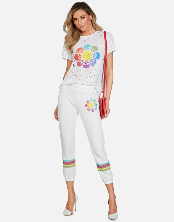 Women039s Alana Skull Flower Milk Lauren Moshi Crop Sweatpants