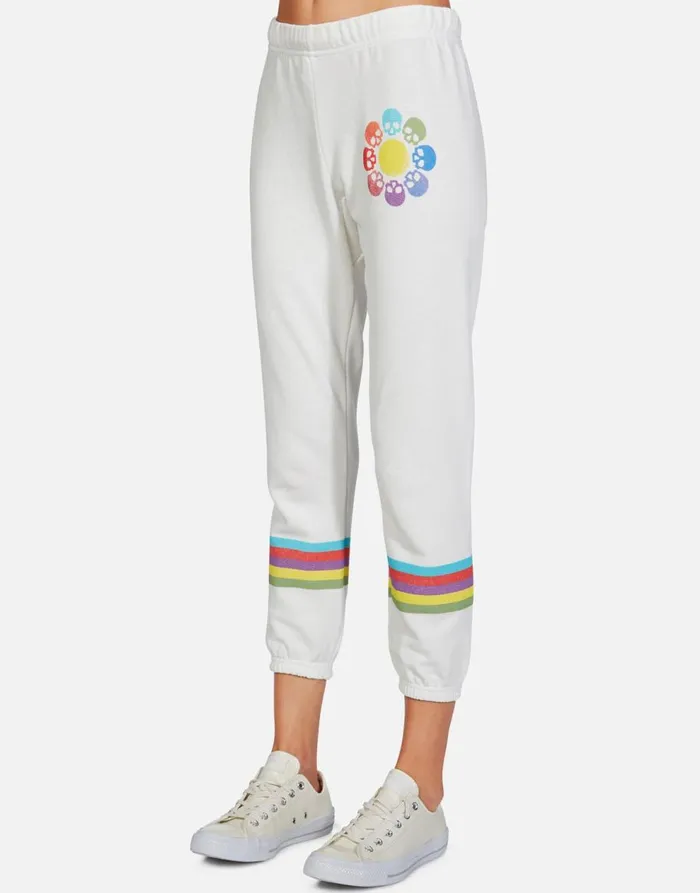 Women039s Alana Skull Flower Milk Lauren Moshi Crop Sweatpants