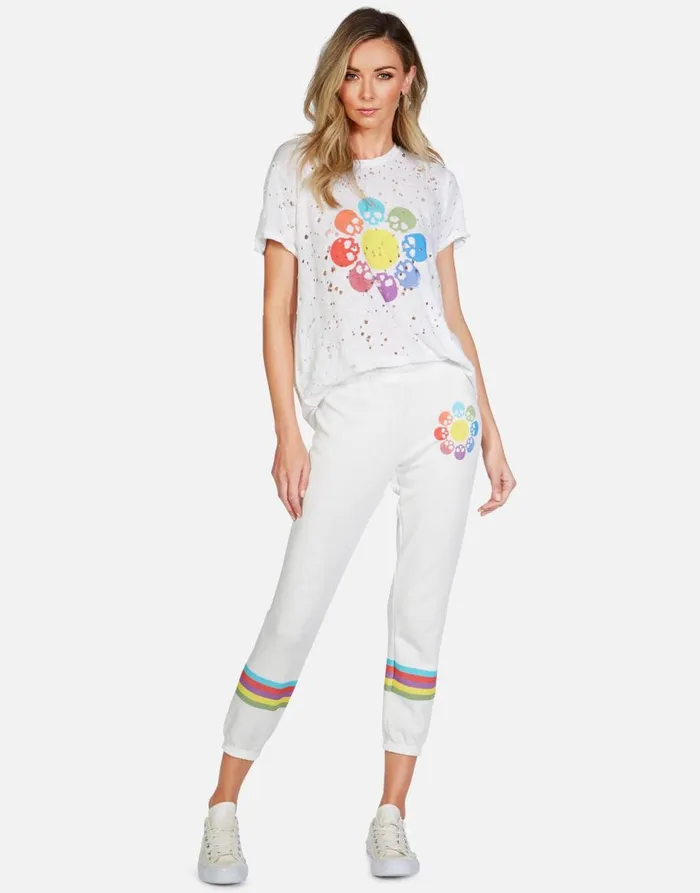 Women039s Alana Skull Flower Milk Lauren Moshi Crop Sweatpants