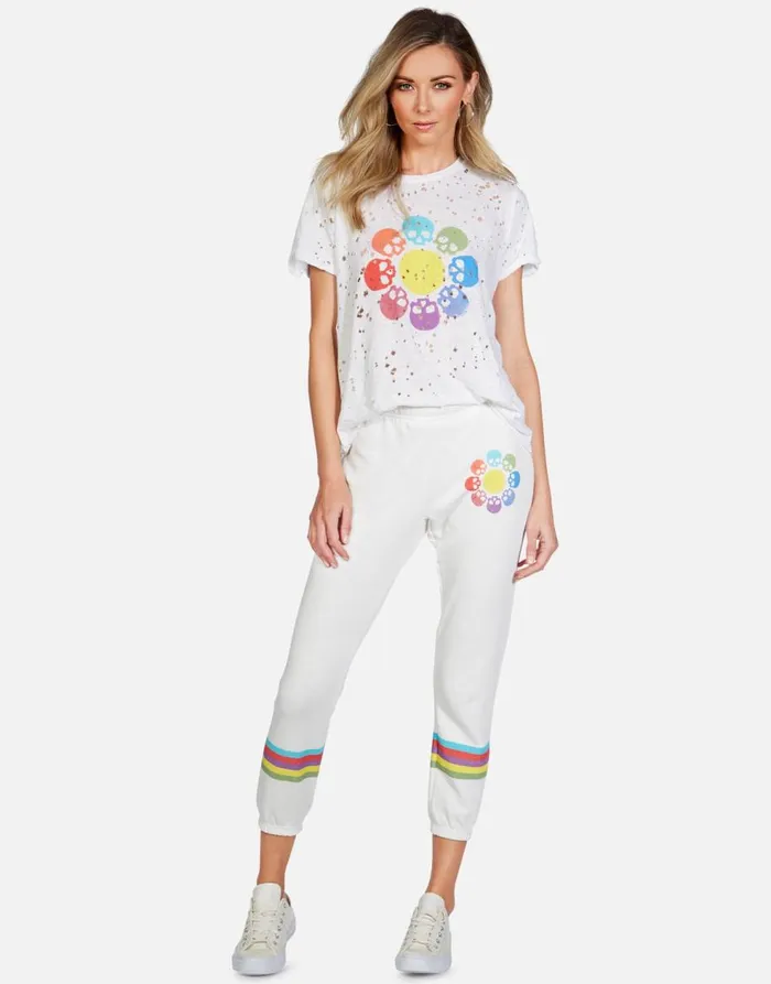 Women039s Alana Skull Flower Milk Lauren Moshi Crop Sweatpants