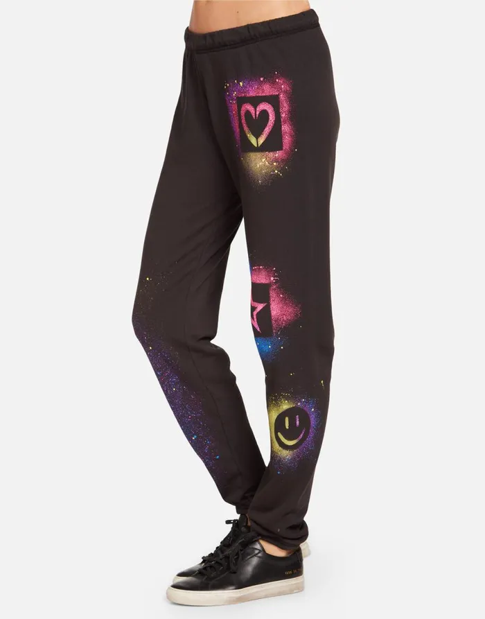 Women039s Brynn Graffiti Love Onyx Lauren Moshi Long Sweatpants