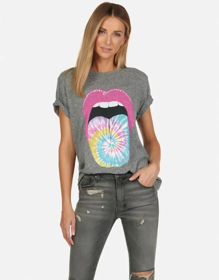 Women039s Capri Tie Dye Tongue Heather Grey Lauren Moshi Short Sleeve