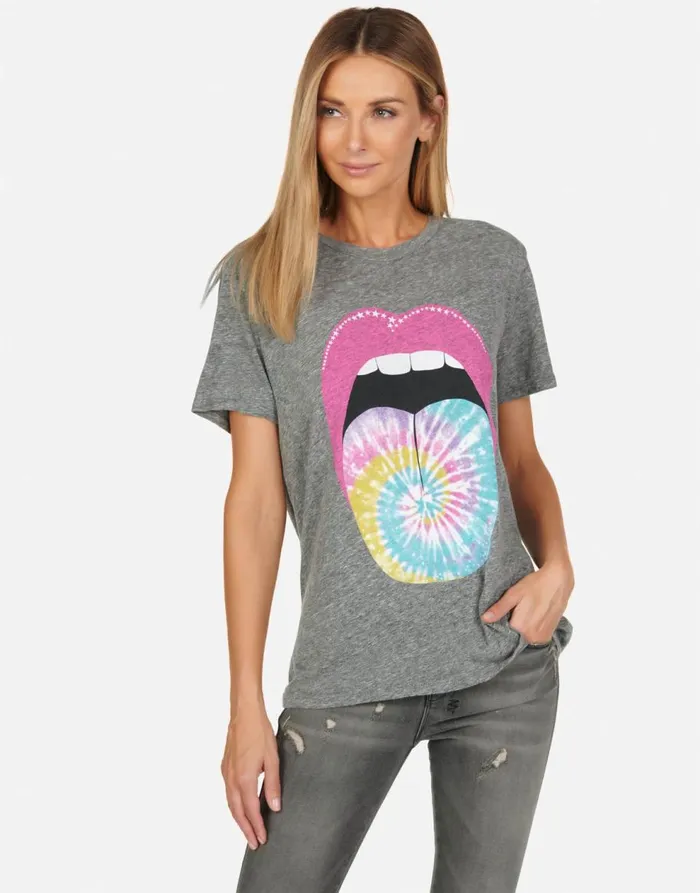 Women039s Capri Tie Dye Tongue Heather Grey Lauren Moshi Short Sleeve