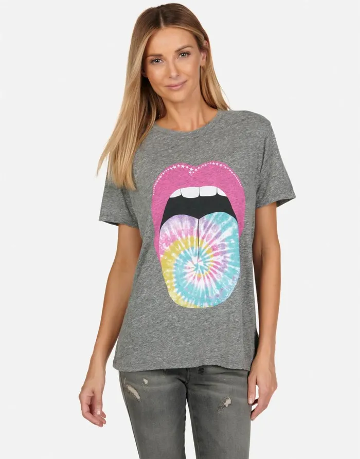 Women039s Capri Tie Dye Tongue Heather Grey Lauren Moshi Short Sleeve