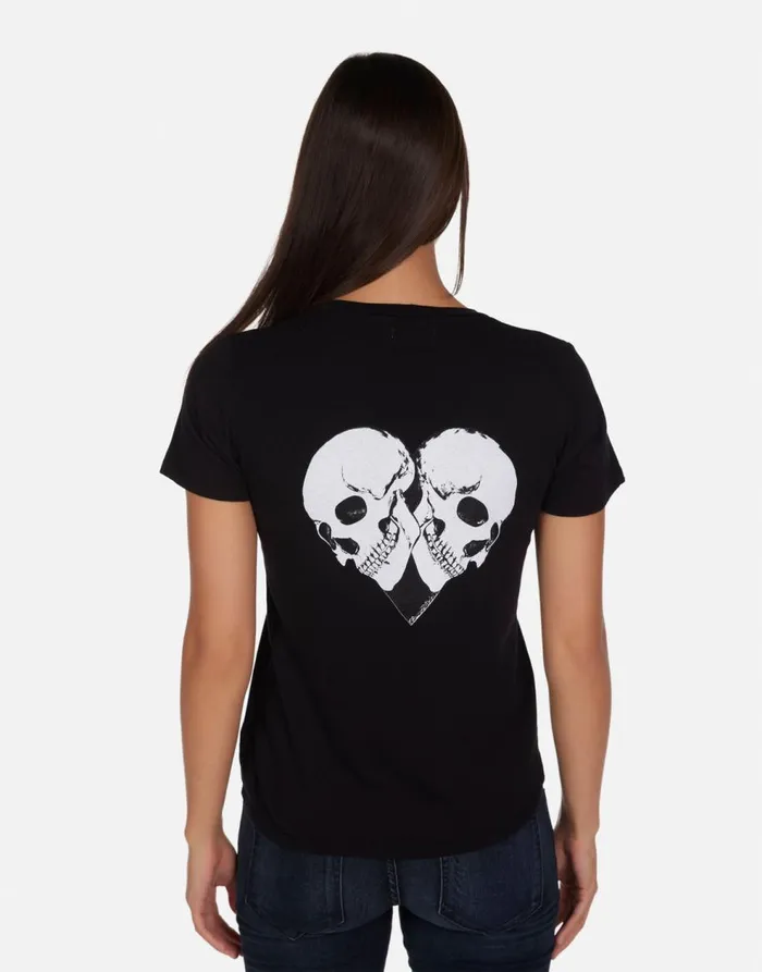 Women039s Croft Skull Heart Black Lauren Moshi Short Sleeve