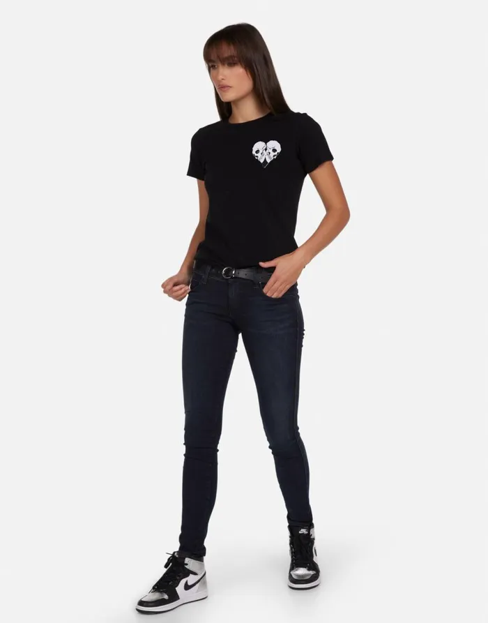 Women039s Croft Skull Heart Black Lauren Moshi Short Sleeve