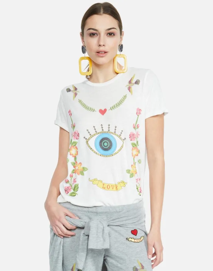 Women039s Edda Floral Eye Love Milk Lauren Moshi Short Sleeve