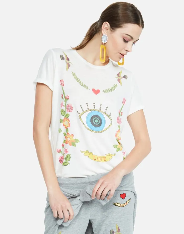 Women039s Edda Floral Eye Love Milk Lauren Moshi Short Sleeve