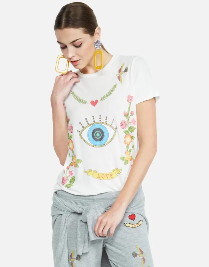 Women039s Edda Floral Eye Love Milk Lauren Moshi Short Sleeve