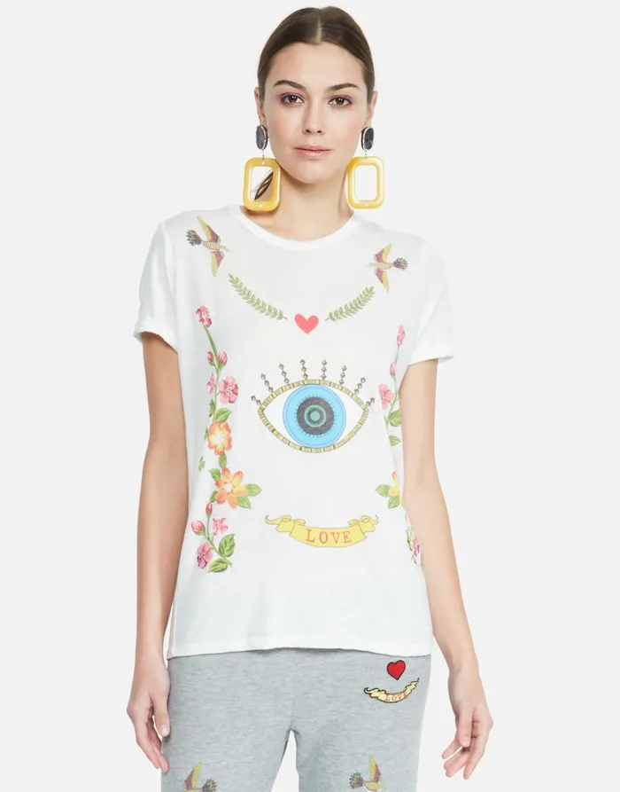 Women039s Edda Floral Eye Love Milk Lauren Moshi Short Sleeve