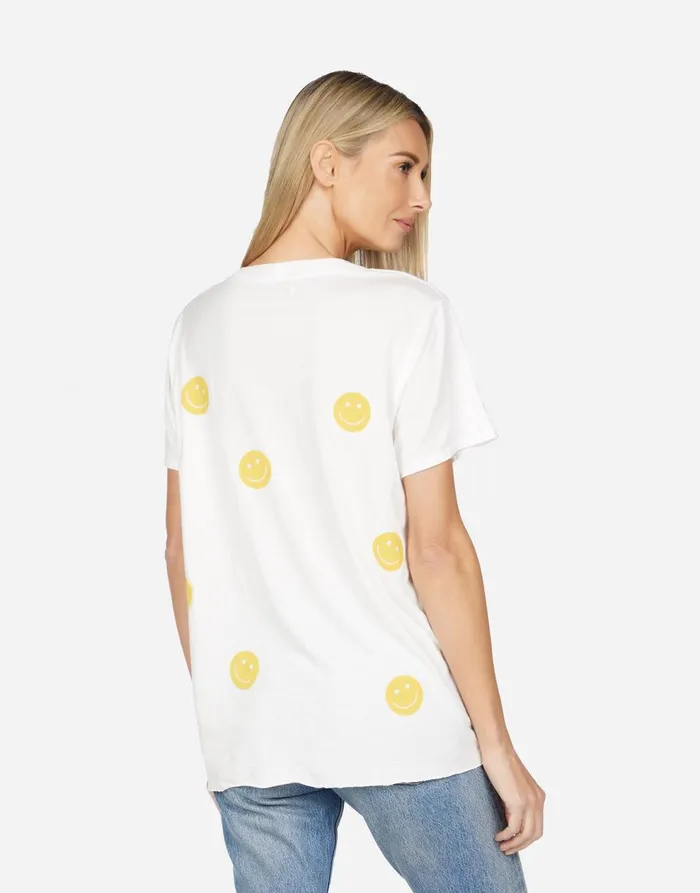 Women039s Elara All Over Yellow Smiley Milk Lauren Moshi Short Sleeve