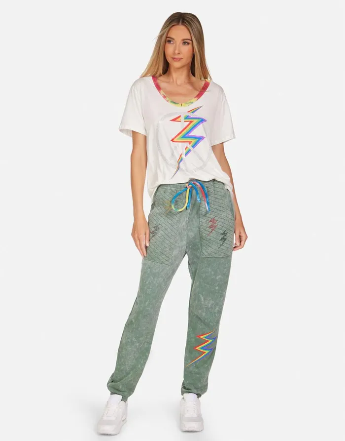 Women039s Elara Crystal Lightning Peace Milk Primary Tie Dye Lauren Moshi Short Sleeve