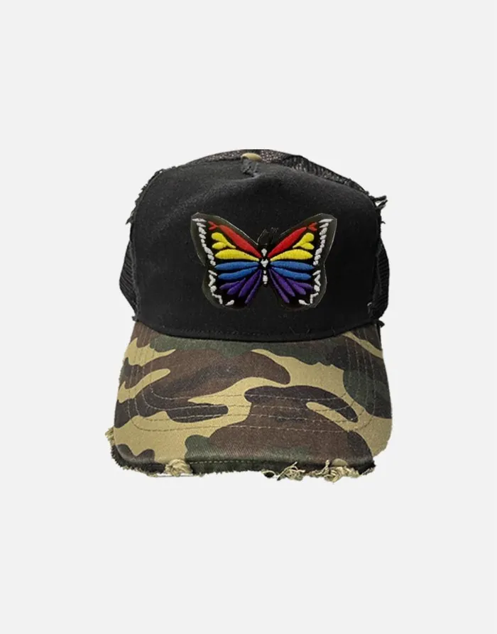 Women039s Jilly Stripe Butterfly Patch Black Camo Lauren Moshi Hats