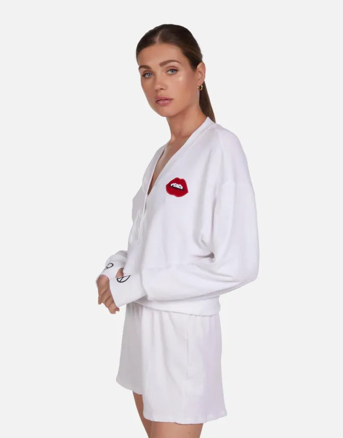 Women039s Kathryn Peace Lip Patch White Lauren Moshi Sweaters and Knits
