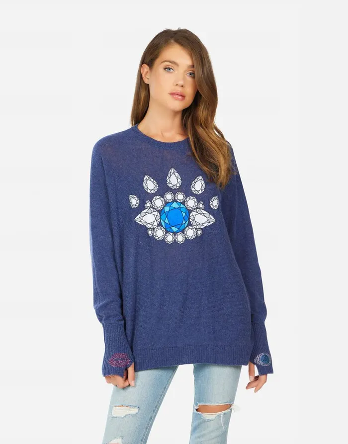 Women039s Ladona Diamond Eye Navy Lauren Moshi Sweaters and Knits