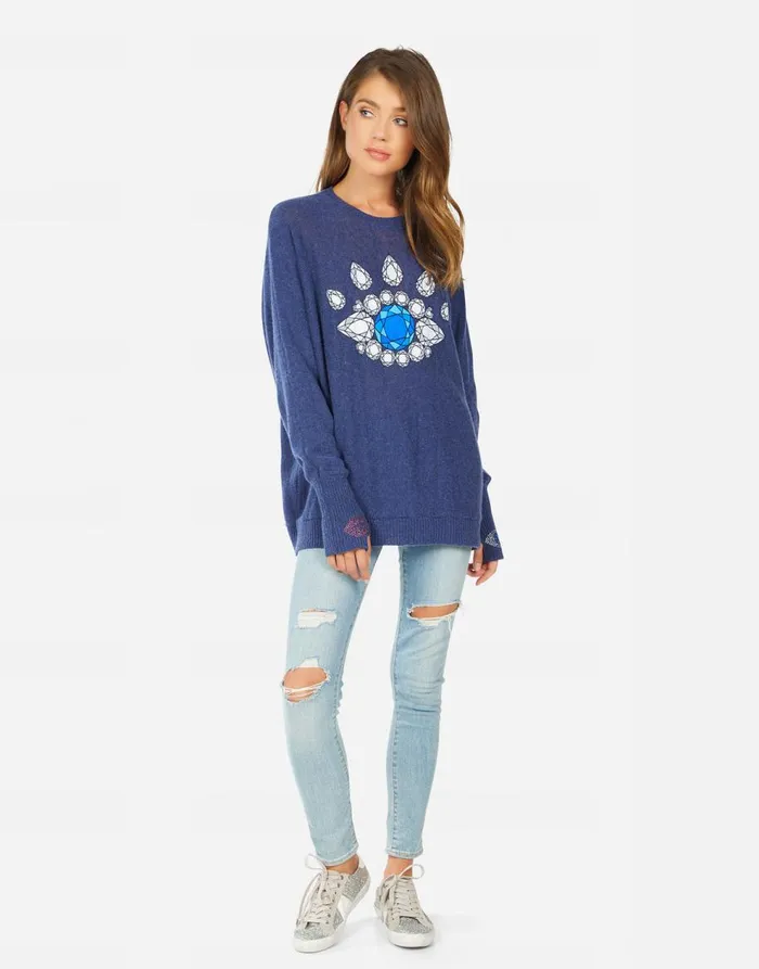 Women039s Ladona Diamond Eye Navy Lauren Moshi Sweaters and Knits