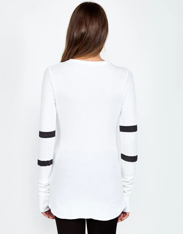 Women039s McKinley Pierced Biting Lip Face White Lauren Moshi Long Sleeve