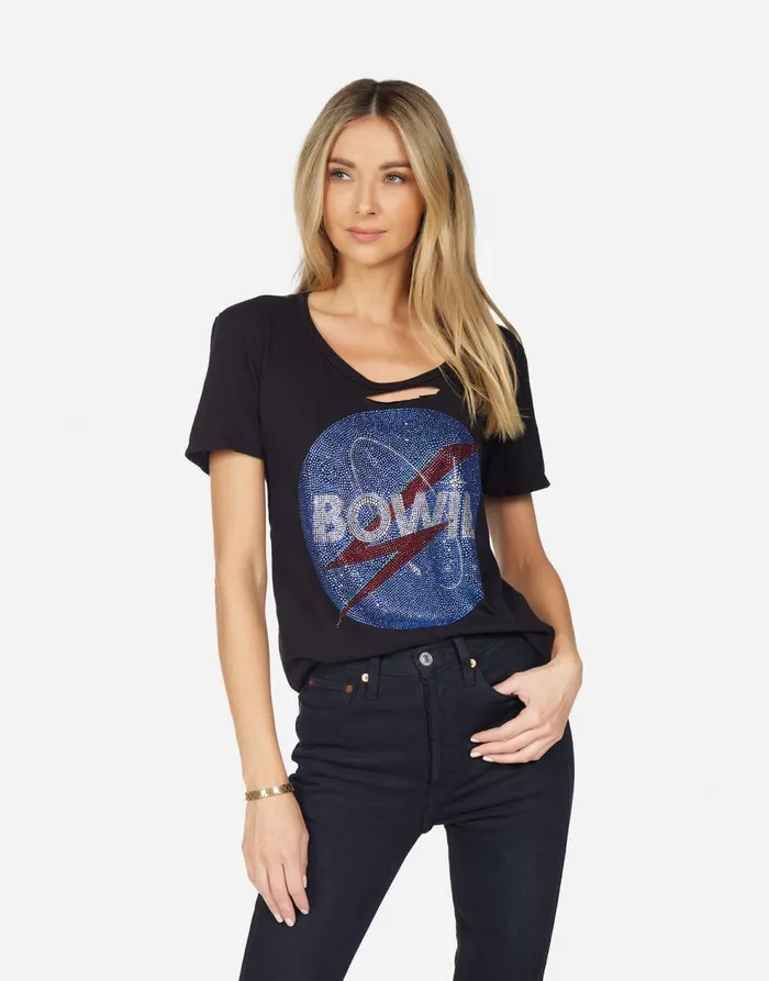 Women039s Myra Crystal Bowie Space Black Lauren Moshi Short Sleeve