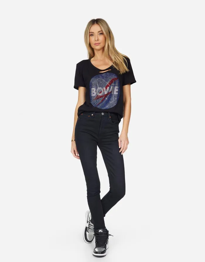 Women039s Myra Crystal Bowie Space Black Lauren Moshi Short Sleeve