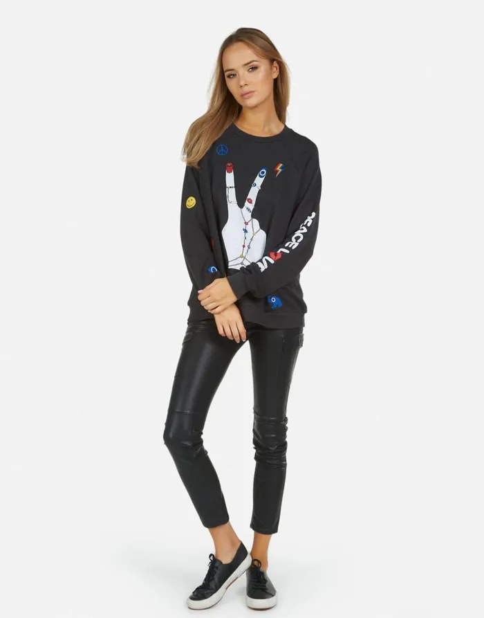 Women039s Noleta Peace Hand Elements Onyx Lauren Moshi Long Sleeve