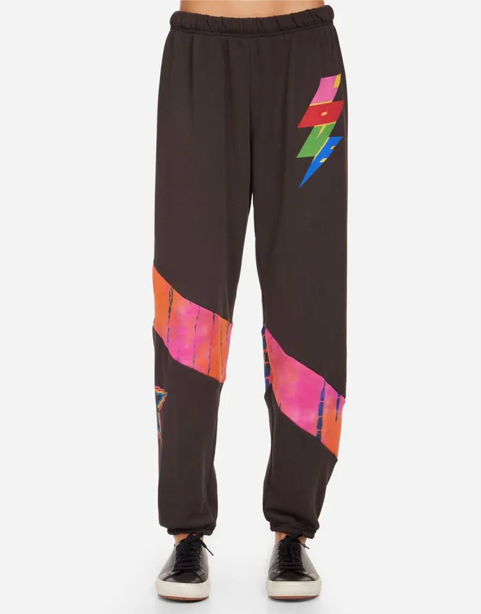 Women039s Ophelia Rainbow Lightning Star Onyx Lauren Moshi Long Sweatpants