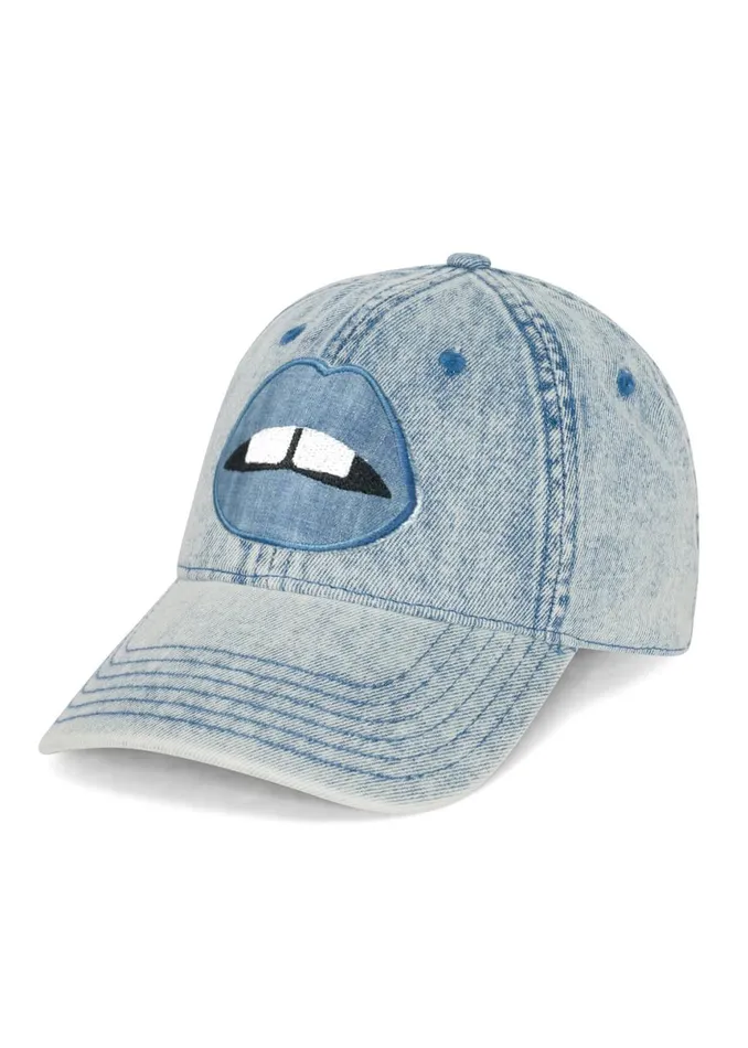 Women039s Reina Denim Lip Patch Washed Denim Lauren Moshi Hats Women039s Reina Denim Lip Patch Washed Denim Lauren Moshi Hats