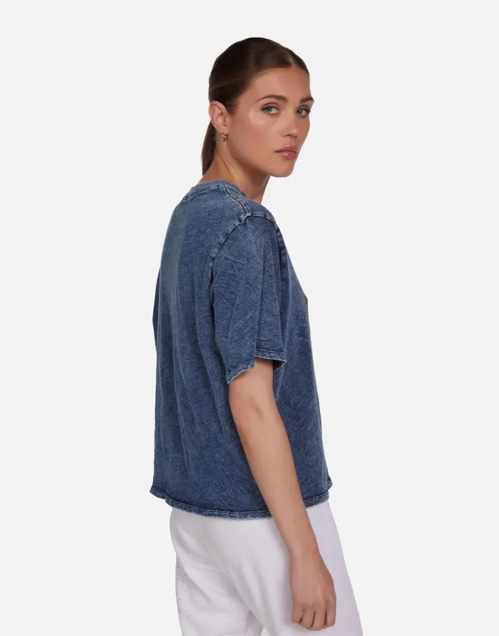 Women039s Rue Neon Stud Starburst Acid Denim Lauren Moshi Short Sleeve