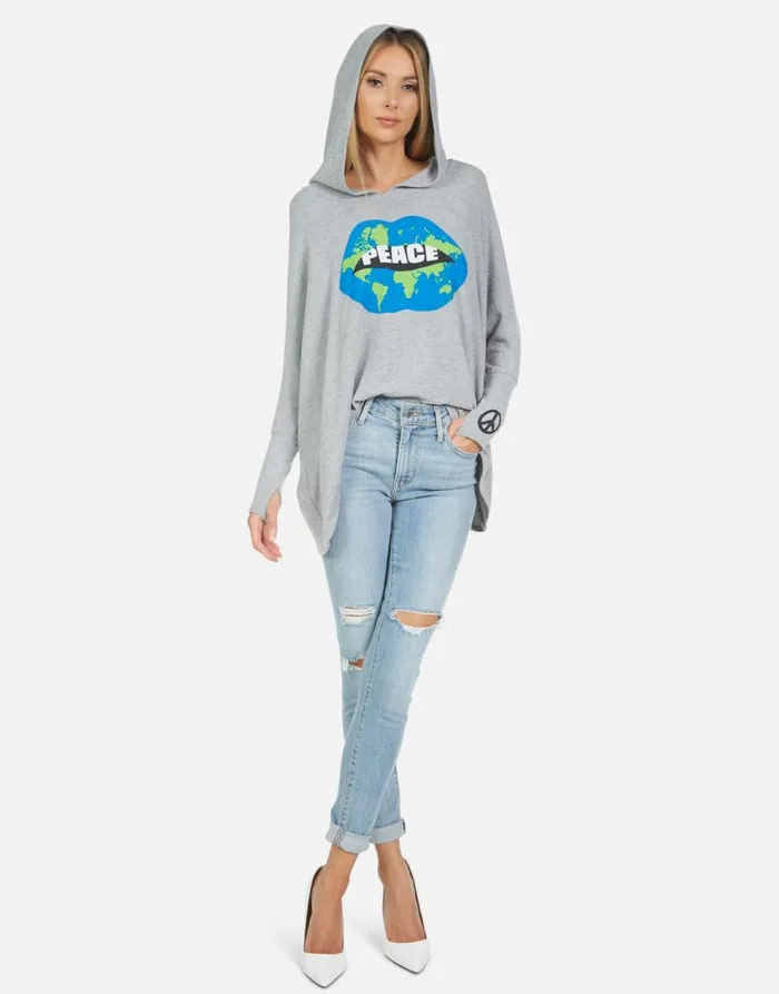 Women039s Wilma World Peace Lips Heather Grey Lauren Moshi Hoodies