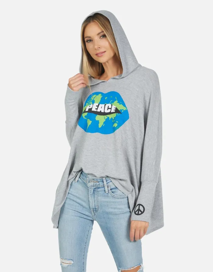 Women039s Wilma World Peace Lips Heather Grey Lauren Moshi Hoodies