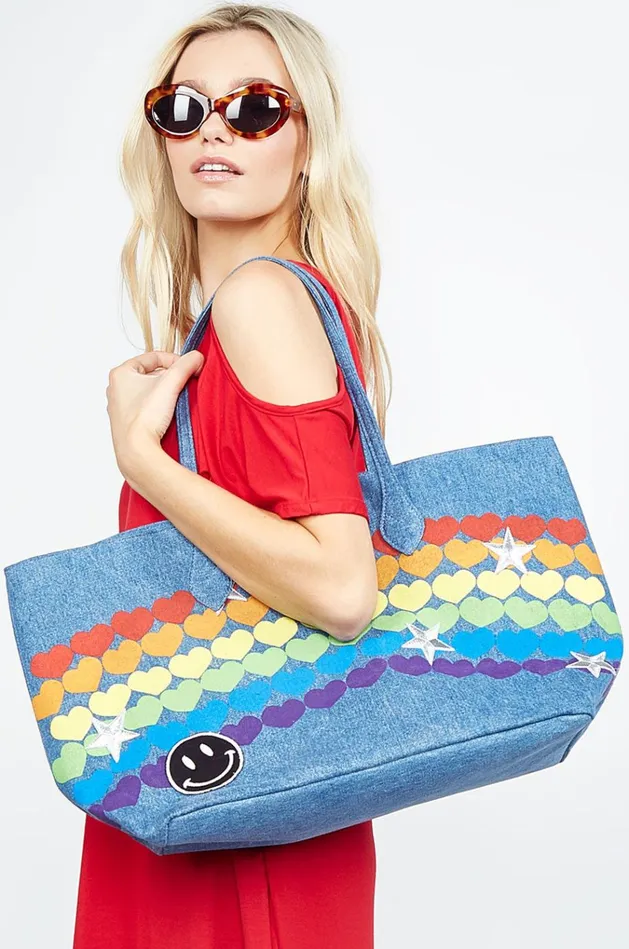 Women039s X Exclusive X Jackie Rainbow Heart Hada Mada Denim Lauren Moshi Bags