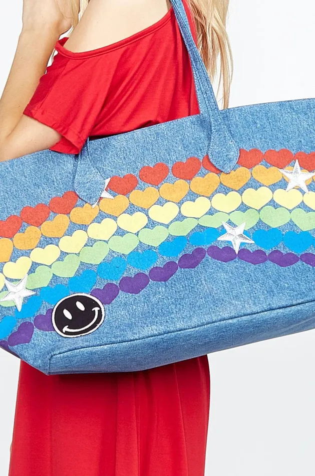 Women039s X Exclusive X Jackie Rainbow Heart Hada Mada Denim Lauren Moshi Bags